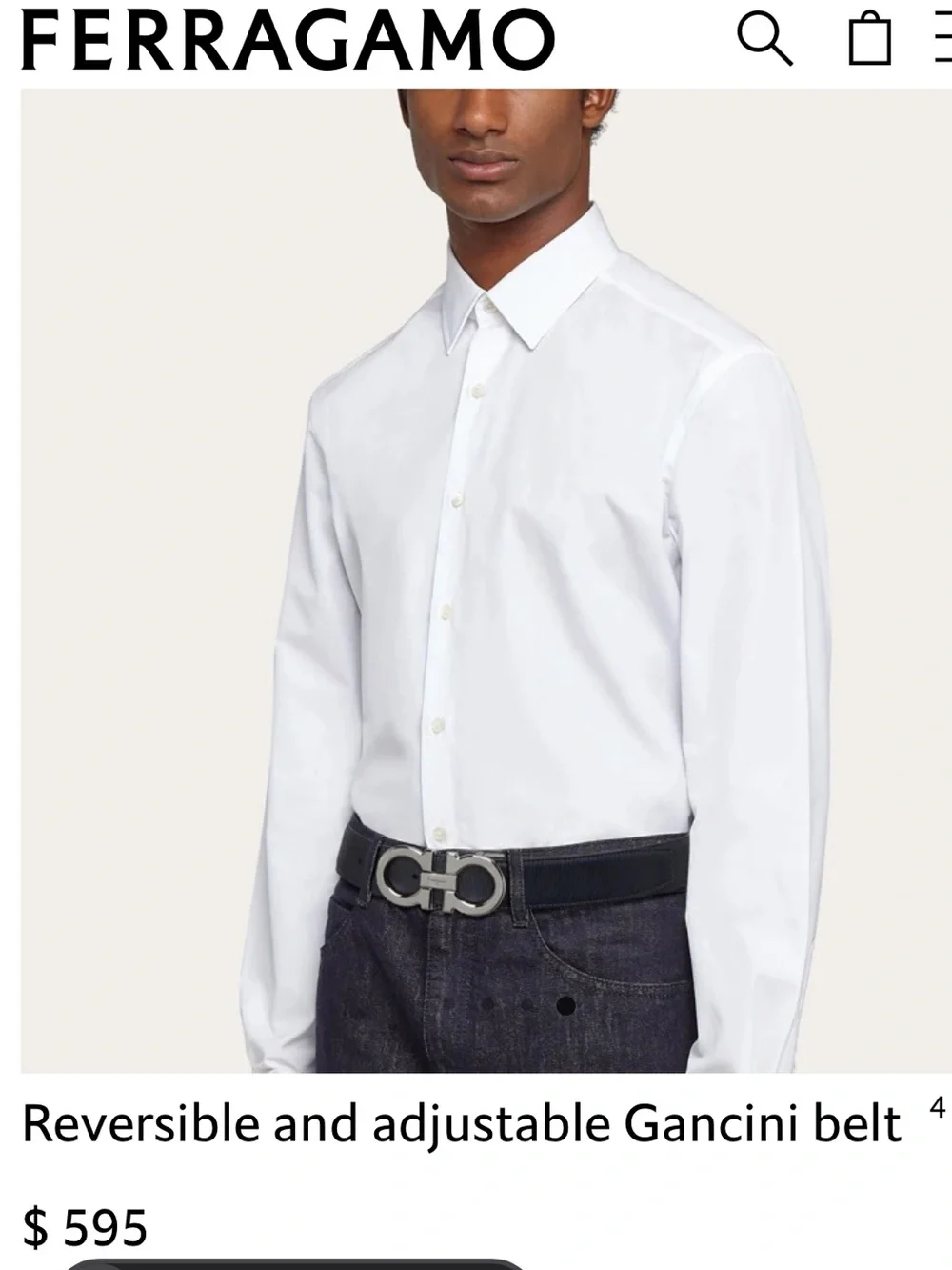 Ferragamo Reversible and adjustable Gancini belt  $595 Color: Black/Dark brown